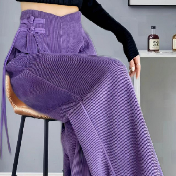 221-230秋冬高腰休闲裤高腰阔腿裤筒裤休闲拖地裤直筒