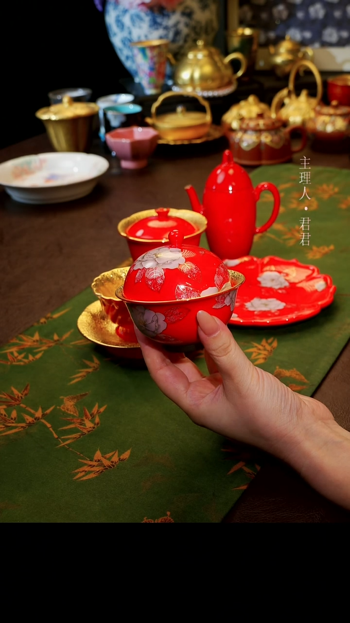茶杯紫砂【宜景窑中国红系列】盖碗