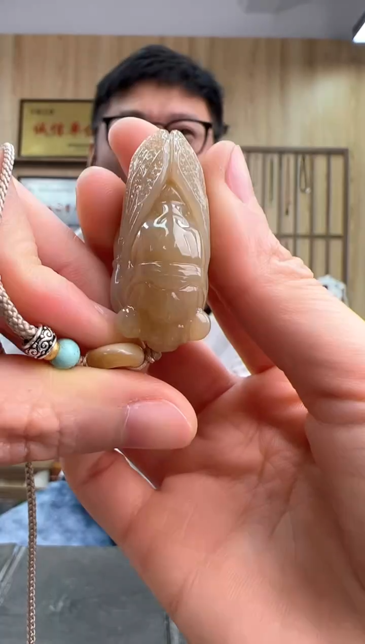 【闪购商品】和田玉颈饰银S925镶嵌和田玉糖白一鸣惊人吊坠