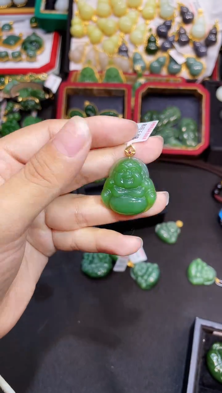 和田玉18K金镶嵌吊坠(赠链)30MM 多样性发一