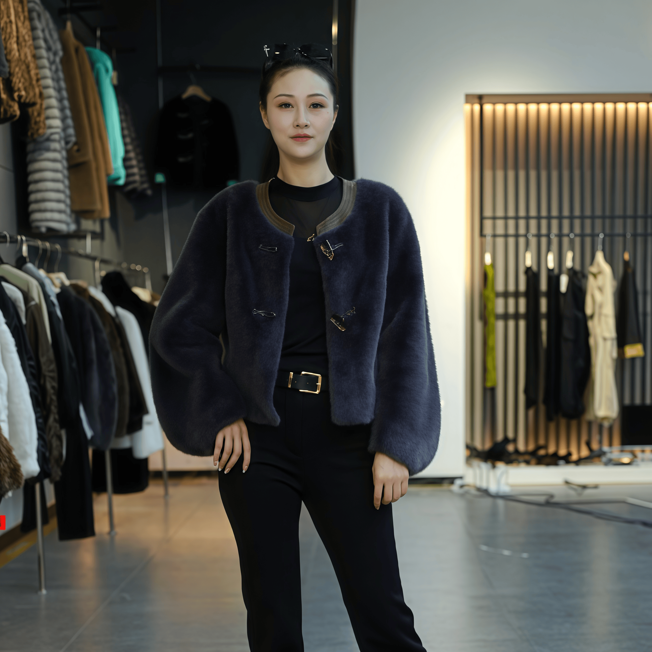 2025秋冬款明星气质时尚女士冬季百搭保暖外套宽松外套8528