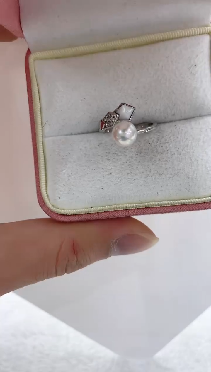 【闪购商品】海水珍珠戒指银S925镶嵌海水珍珠戒指