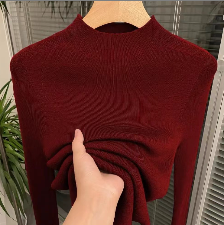 一线成衣一新年红精仿羊毛衫半高领时尚百搭扬子纱打底衫