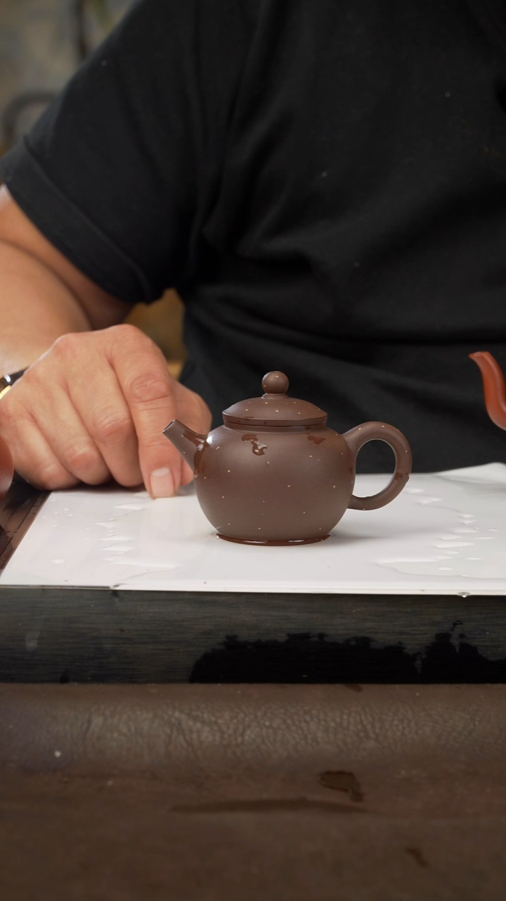 茶壶紫砂7  巨轮 紫泥铺砂 80cc
