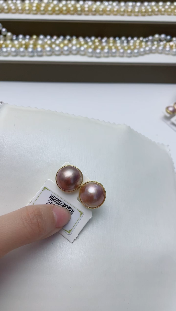 【闪购商品】拼合珍珠（马贝珠）耳饰银S925镶嵌A108