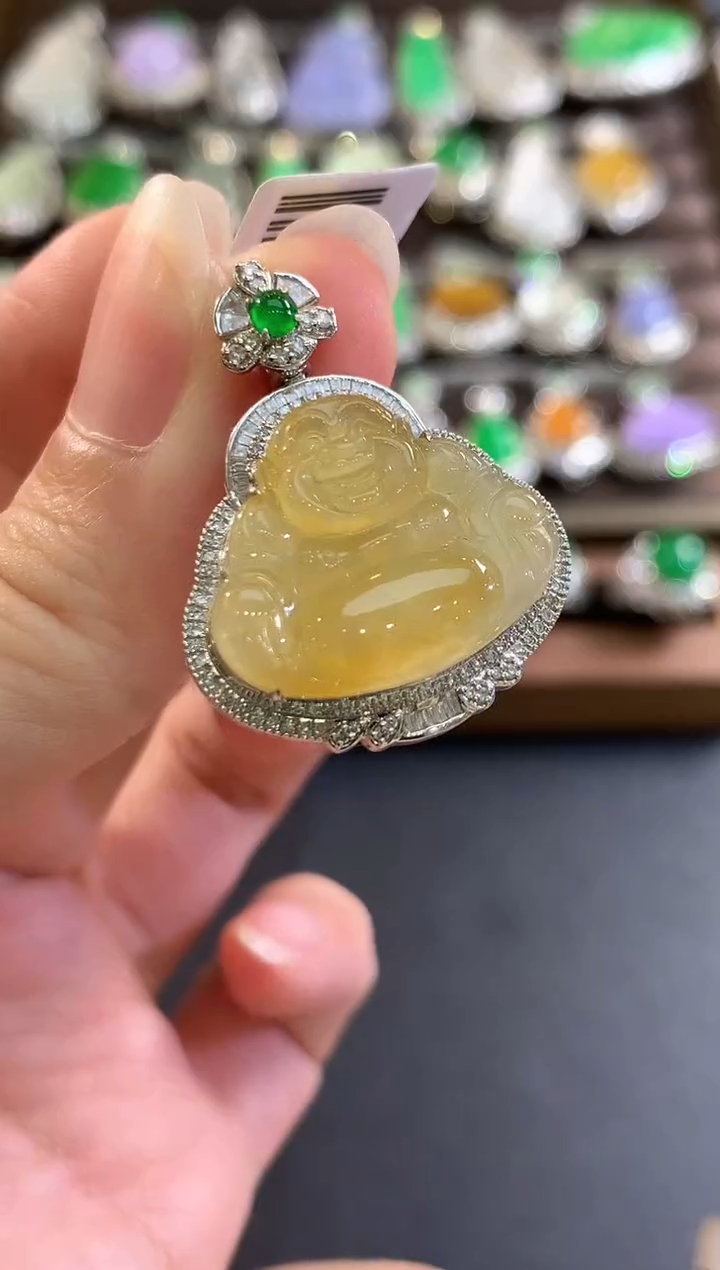 吊坠(不含链)18K金镶嵌翡翠d120   