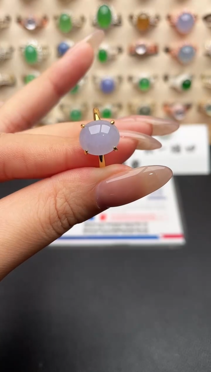 银S925镶嵌戒指翡翠一物一证一礼盒