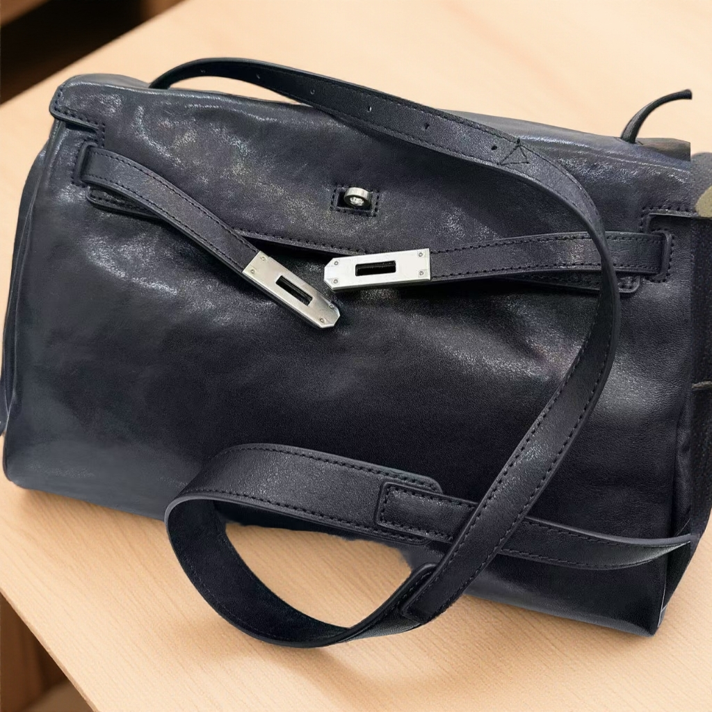 仙姐姐新款百搭时尚休闲个性软面黑色复古韩版真皮单肩潮流斜挎包