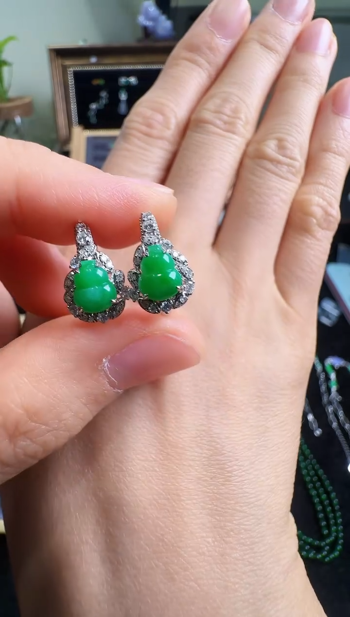 【闪购商品】翡翠耳饰18K金镶嵌00003900