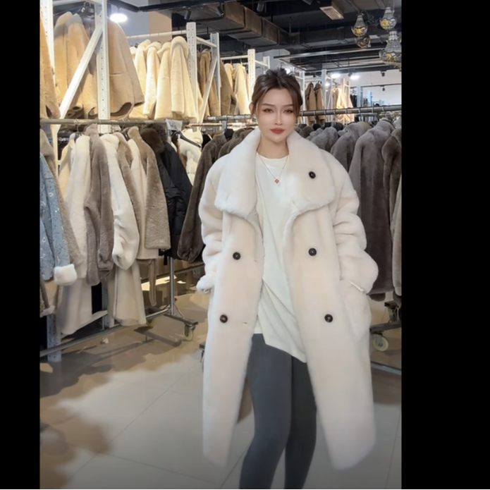 HERDERS 长款纽扣款皮毛一体外套 52319