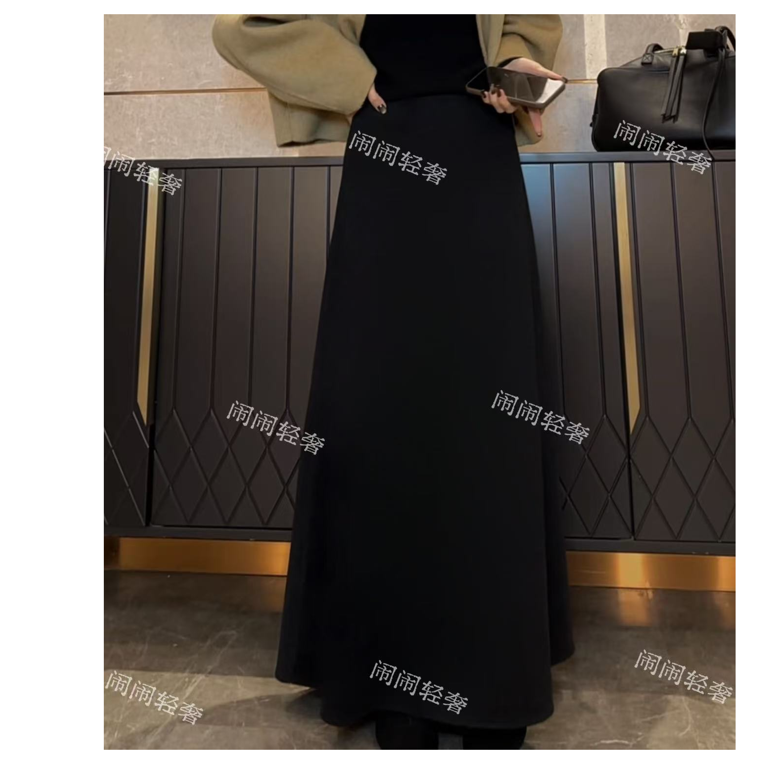 【闹闹专属】高腰醋酸羊毛半身裙气质百搭冬季加厚显瘦保暖法式长裙