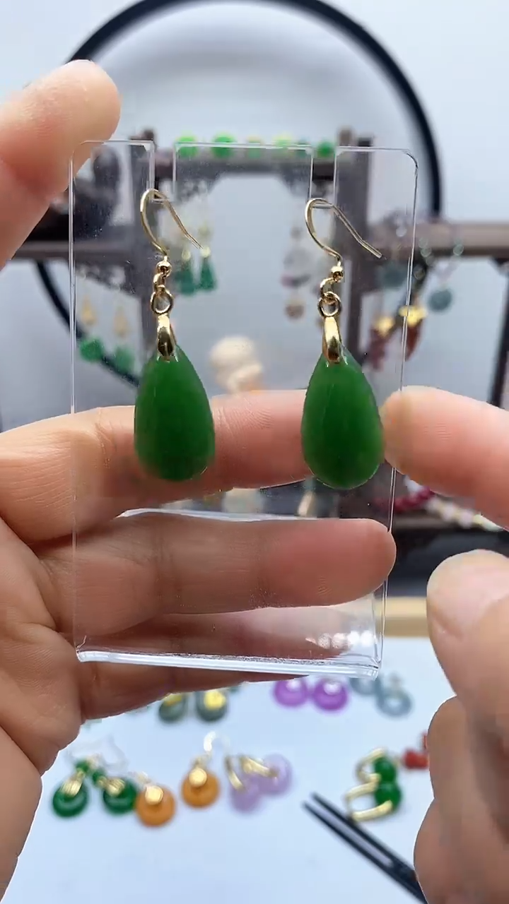 和田玉14K金镶嵌耳饰21