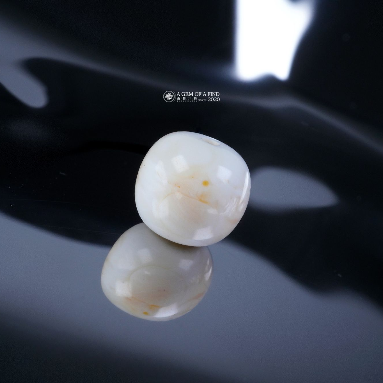 山和开物｜9.5mm漆瓷白彩沁浓蜡妖老型文玩配饰 天然琥珀蜜蜡特惠