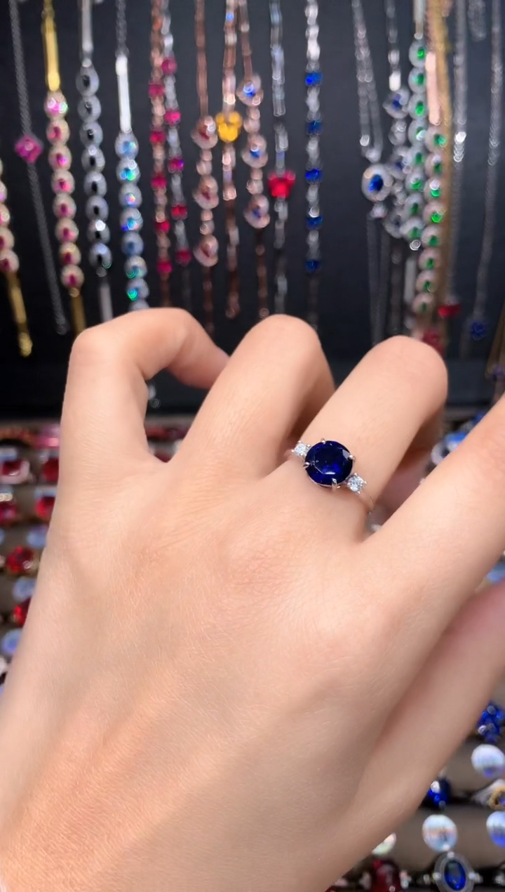 【闪购商品】蓝宝石戒指银S925镶嵌银色