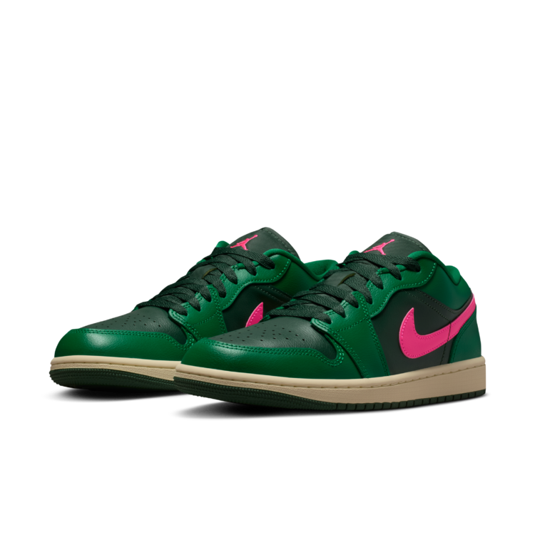 NIKE/耐克男女同款 黑绿粉 AJ1 LOW 低帮休闲鞋流光风 DC0774-300