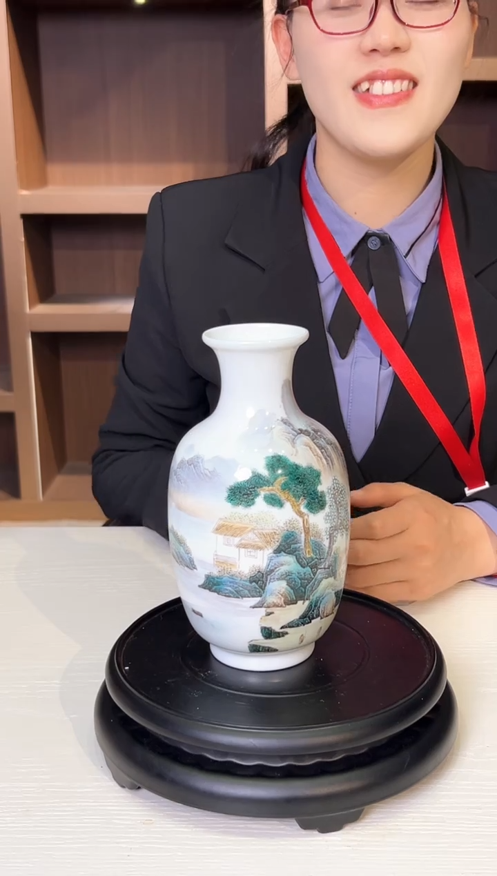 【闪购商品】瓶常年展山水人家大肚赏瓶