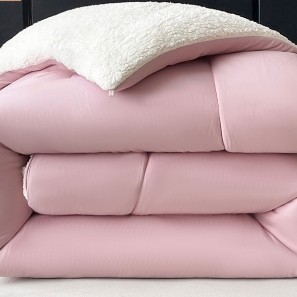 ya双人特厚粉色纯色羊羔 绒 加厚冬被200*230八斤