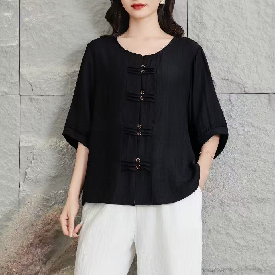 11166新款夏季国风文艺气质简约时尚小衫QZ