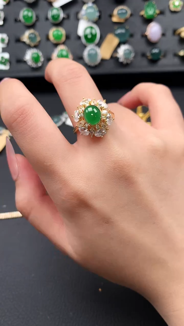 【闪购商品】翡翠戒指银S925镶嵌1324124