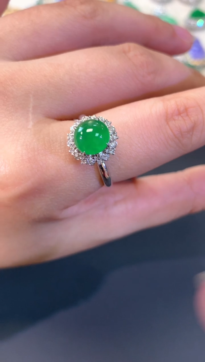 【闪购商品】翡翠戒指18K金镶嵌A57|8500