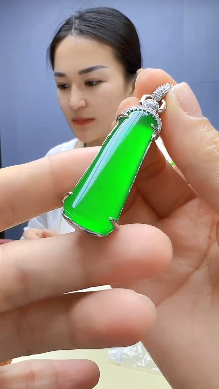 翡翠银S925镶嵌颈饰沉白diy颈饰