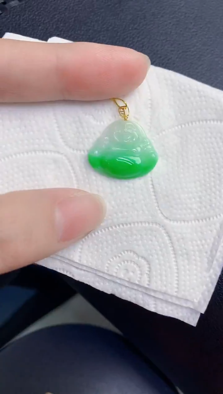 颈饰18K金镶嵌翡翠天然翡翠缅甸A货