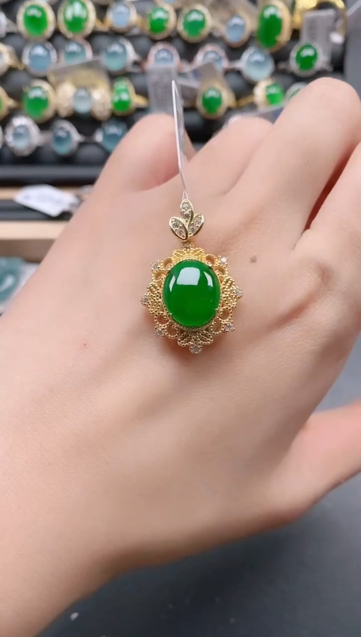 银S925镶嵌戒指翡翠111