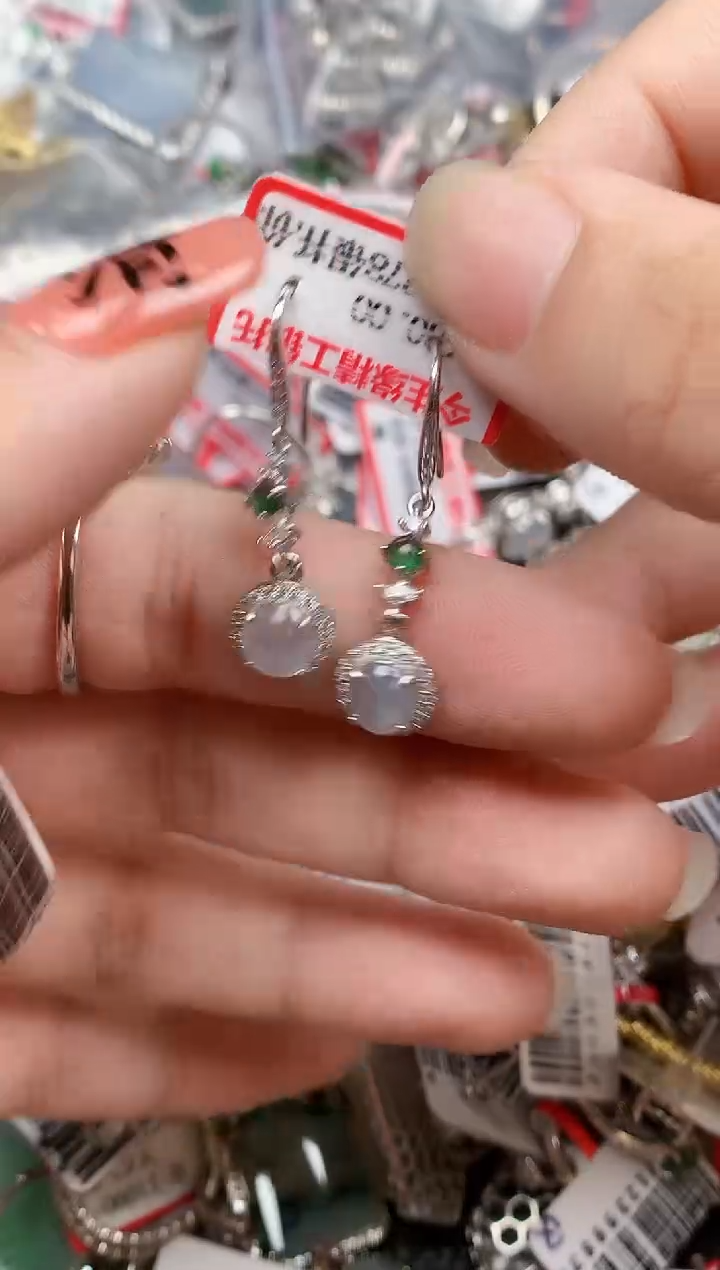银S925镶嵌戒指翡翠天然A货缅甸翡翠