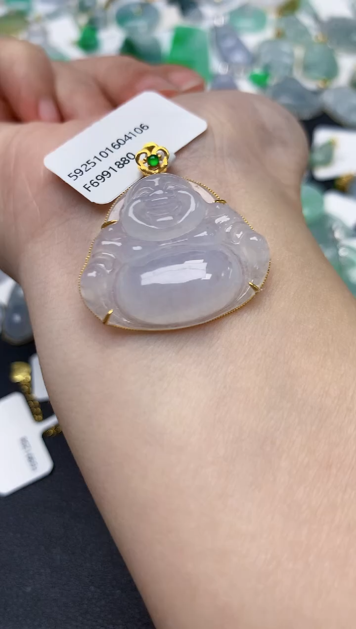 颈饰18K金镶嵌翡翠天然缅甸A货翡翠
