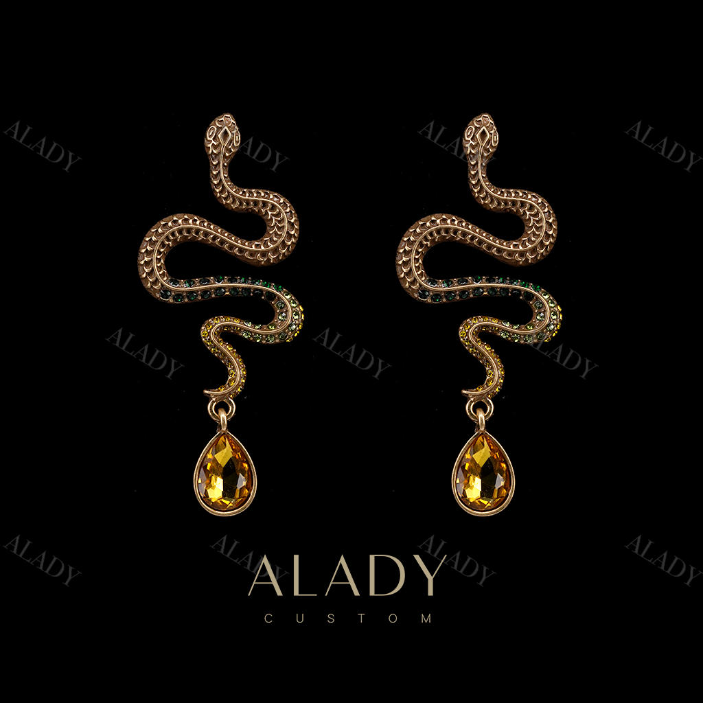 合金合成锆石耳饰 【守护】个性甜酷风蛇形气质款耳钉