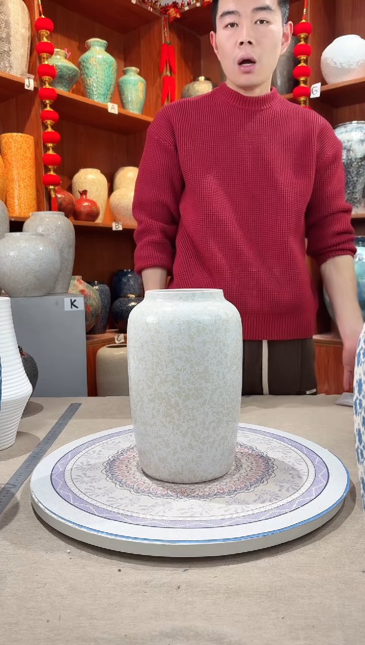 【闪购商品】瓶陶瓷花瓶 无花 茶白墩子中号a389微瑕