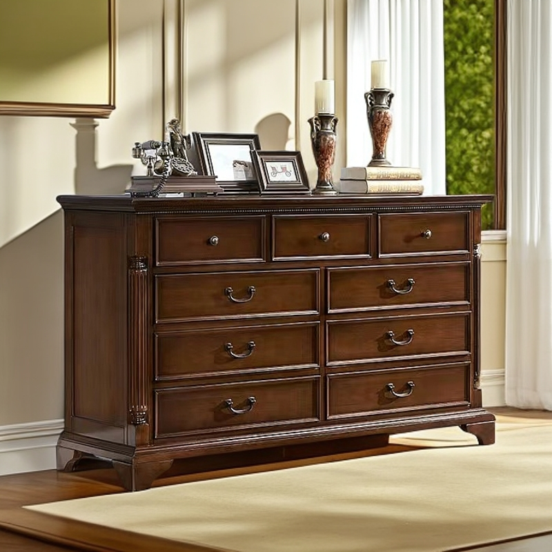 美式实木斗柜储物柜收纳柜靠墙柜子复古抽屉文件柜多斗柜六斗九斗