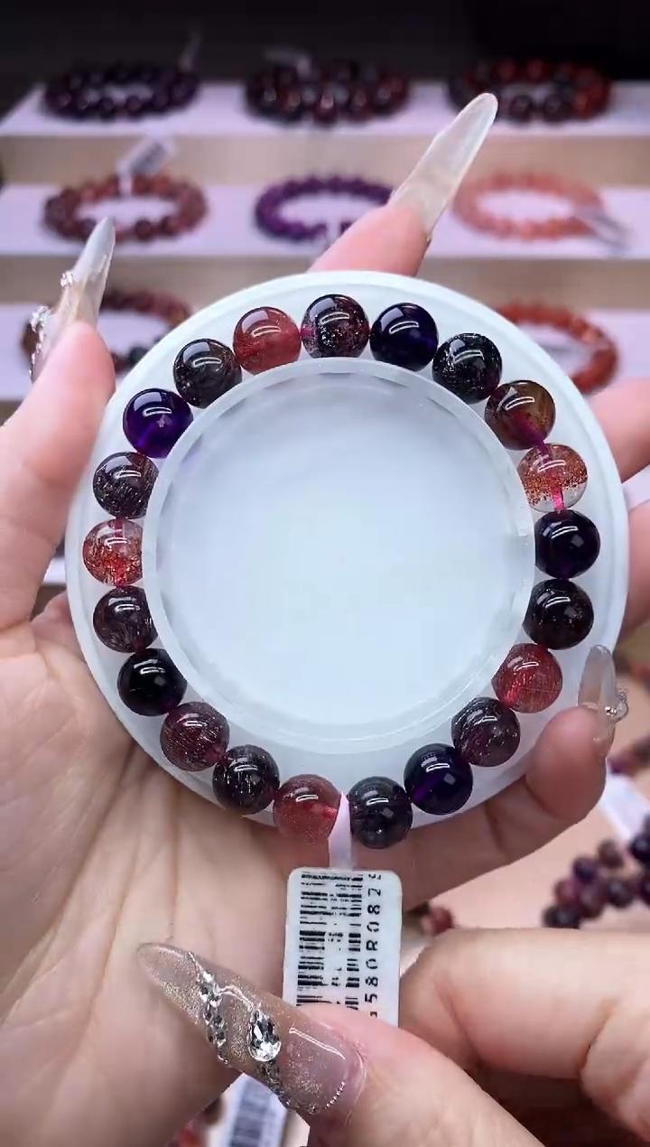 【闪购商品】水晶手链未镶嵌黑加仑超七单圈9m+