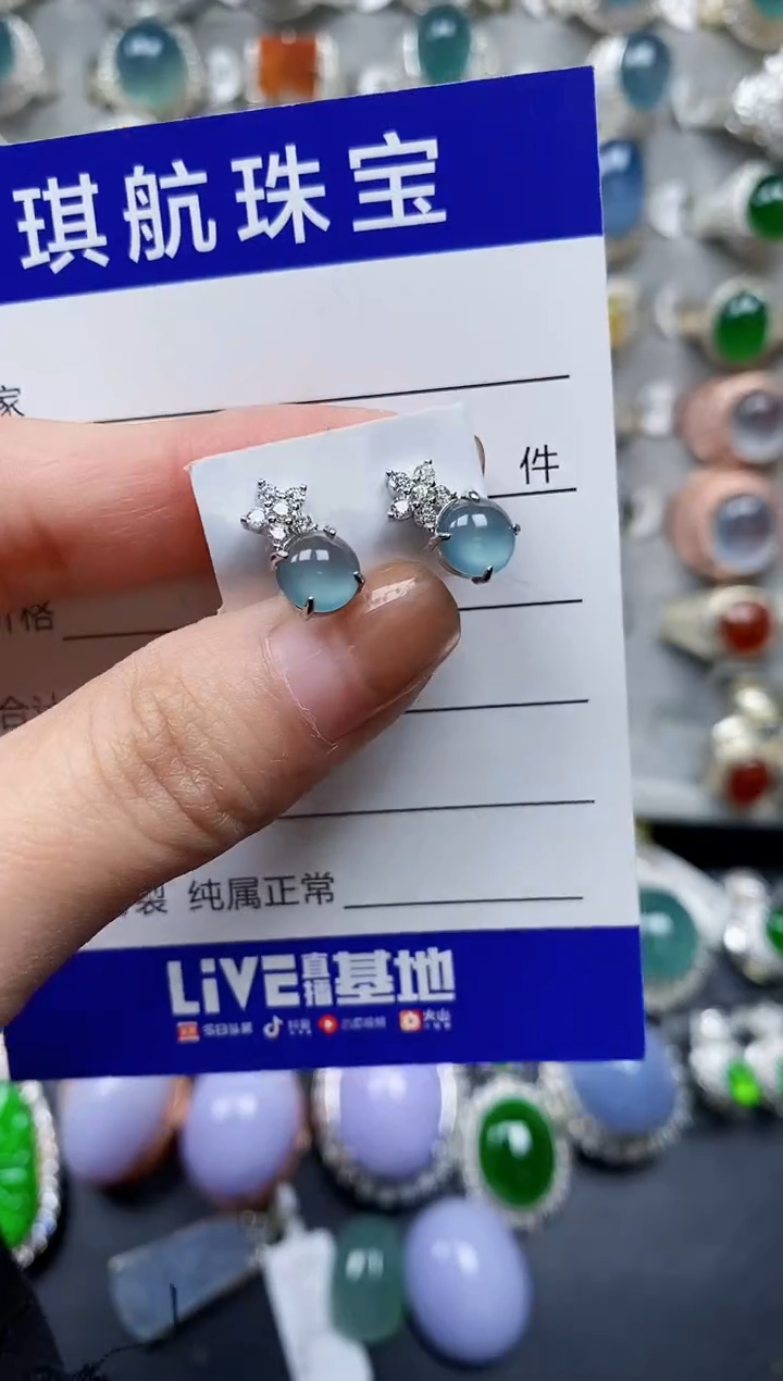 【闪购商品】翡翠耳饰银S925镶嵌0037