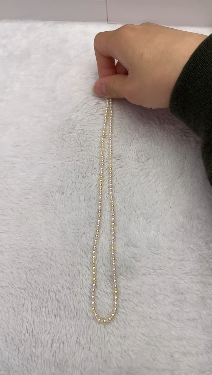 【闪购商品】海水珍珠项链银S925镶嵌AK羽皇金3.5-4mm（多样性发一）