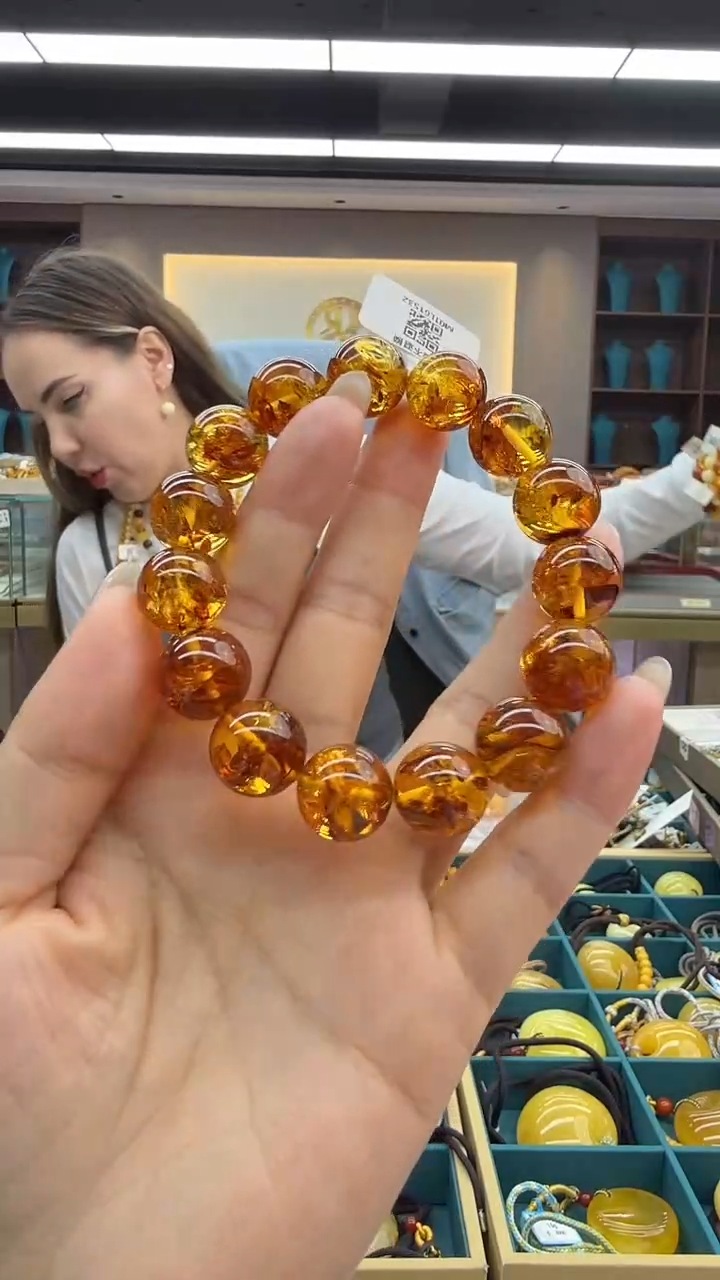 手链琥珀未镶嵌90秒拍号 假一罚三 14mm