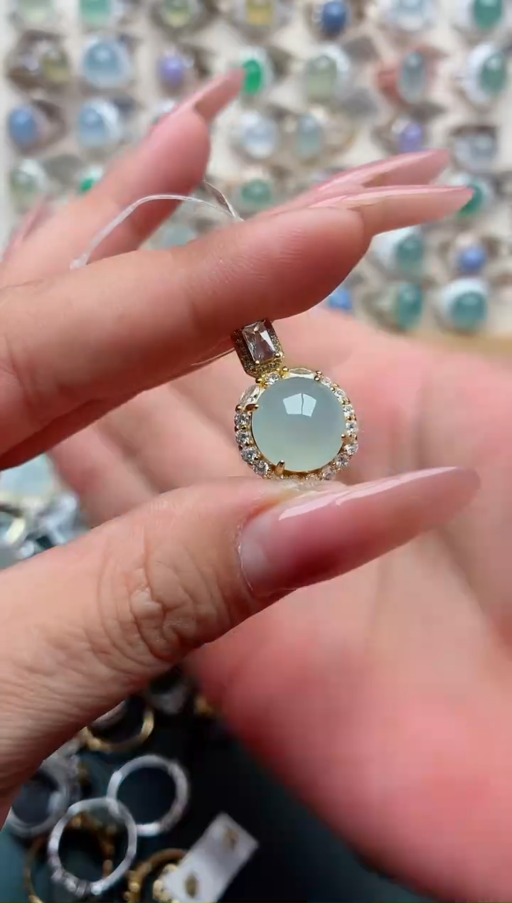 吊坠(不含链)银S925镶嵌翡翠.