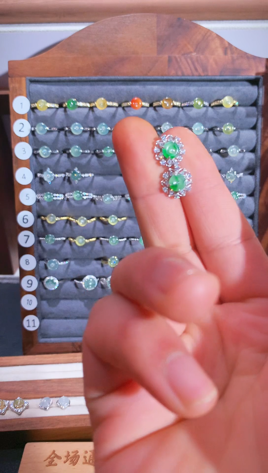 银S925镶嵌戒指翡翠暮*S925银镶翡翠平安扣女饰品