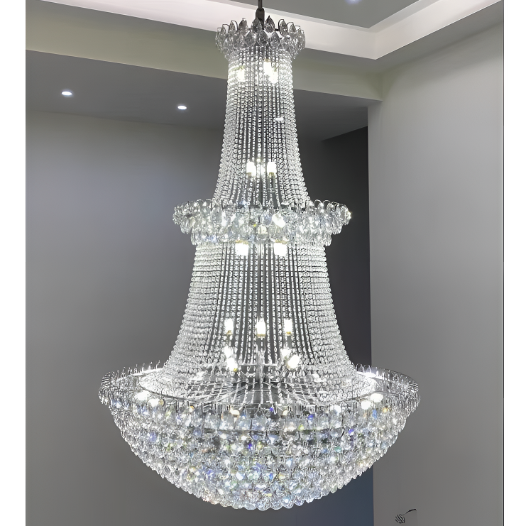 新款复式楼别墅水晶大吊灯轻奢现代简约豪华楼中楼客厅大气网红灯