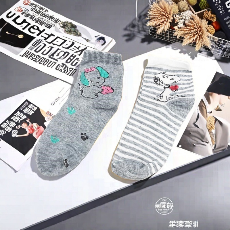 10/20/30双女款四季款女士中筒袜子灰底白面阴阳底拼色休闲女袜