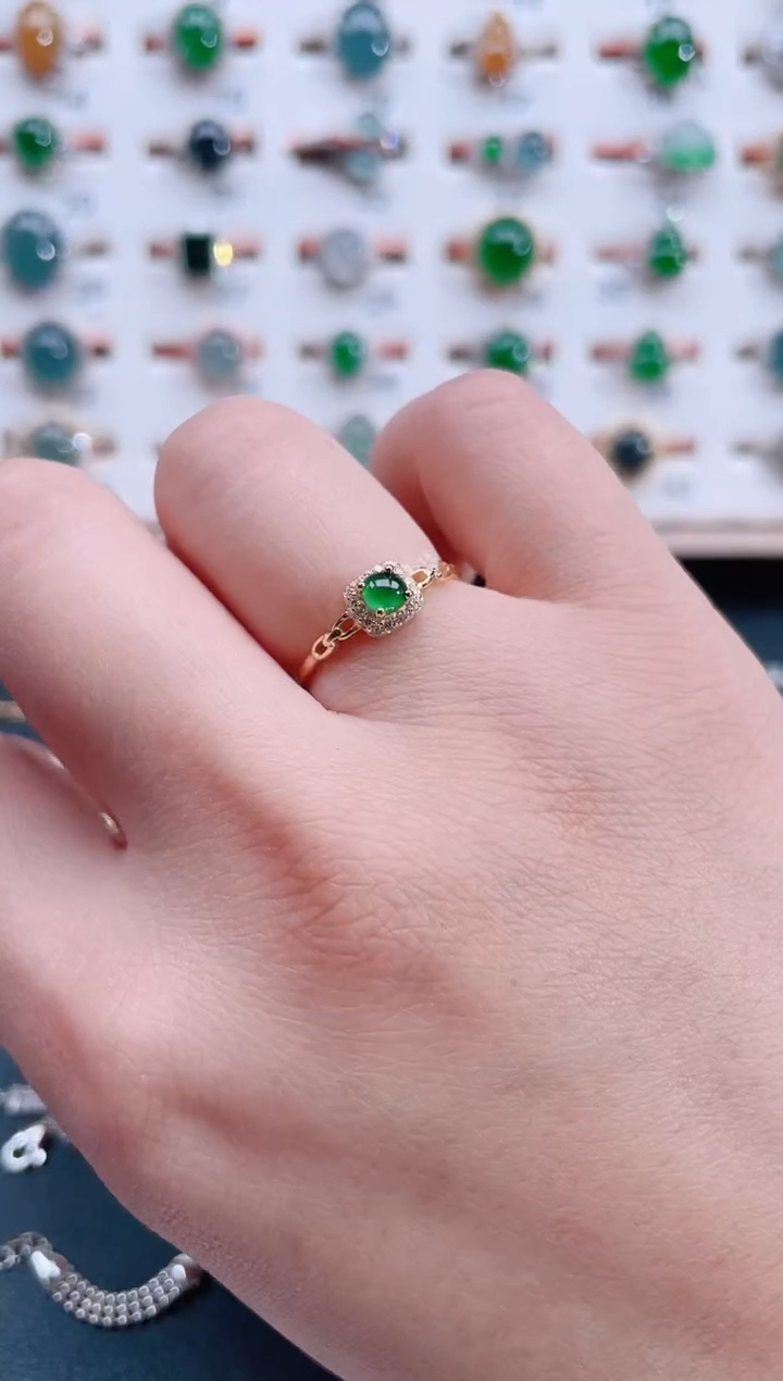 银S925镶嵌戒指翡翠天然翡翠