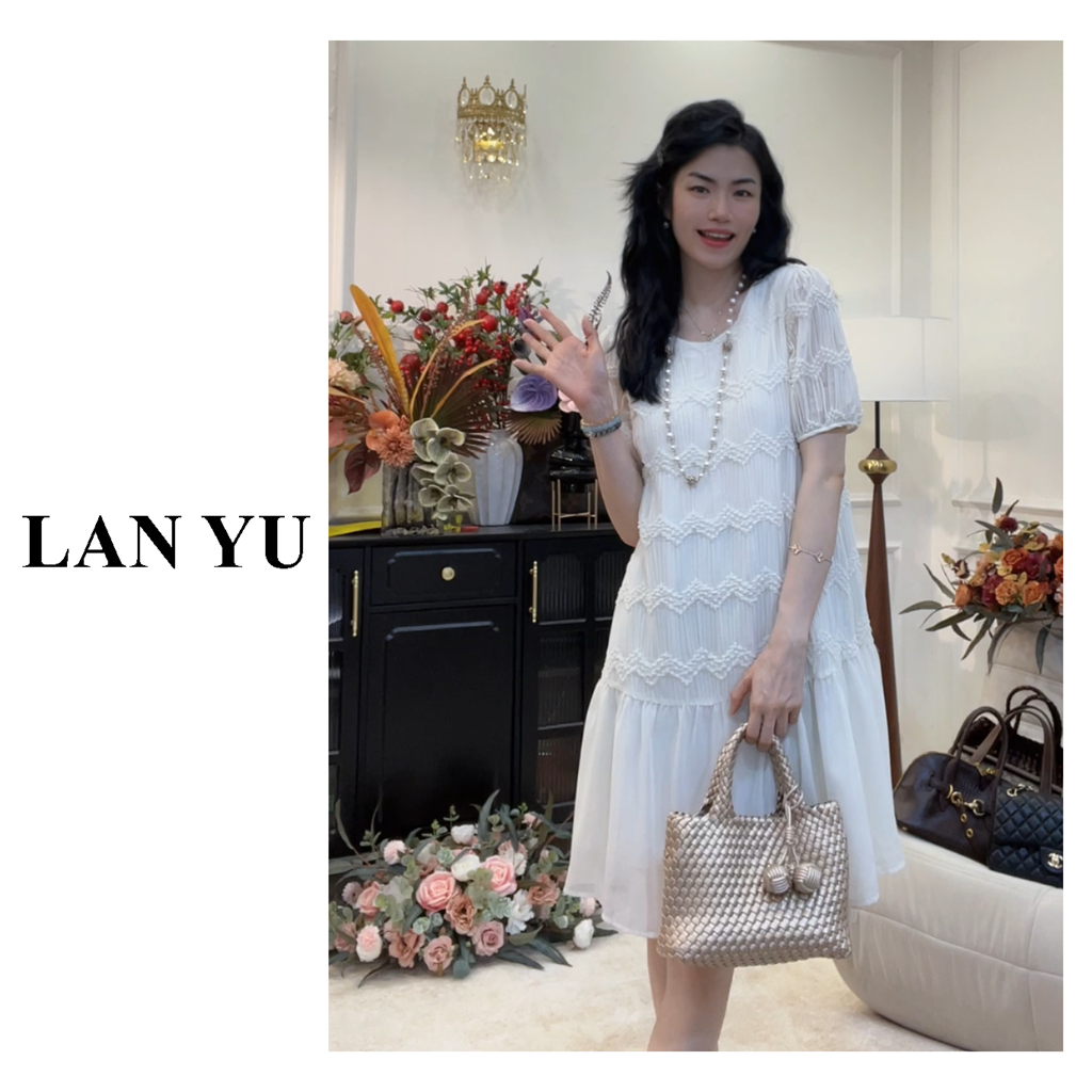 短款/长款~夏季新款法式赫本风气质重工显瘦短袖拼接连衣裙