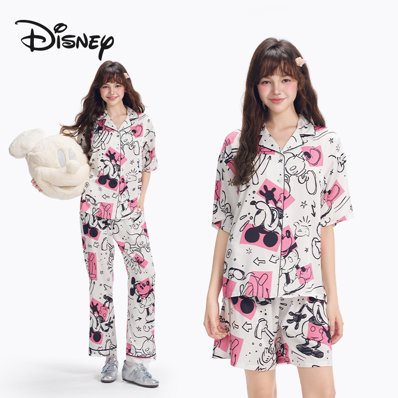 【国家补贴】Disney/迪士尼春夏新款米奇涂鸦可外穿睡衣夏季三件套
