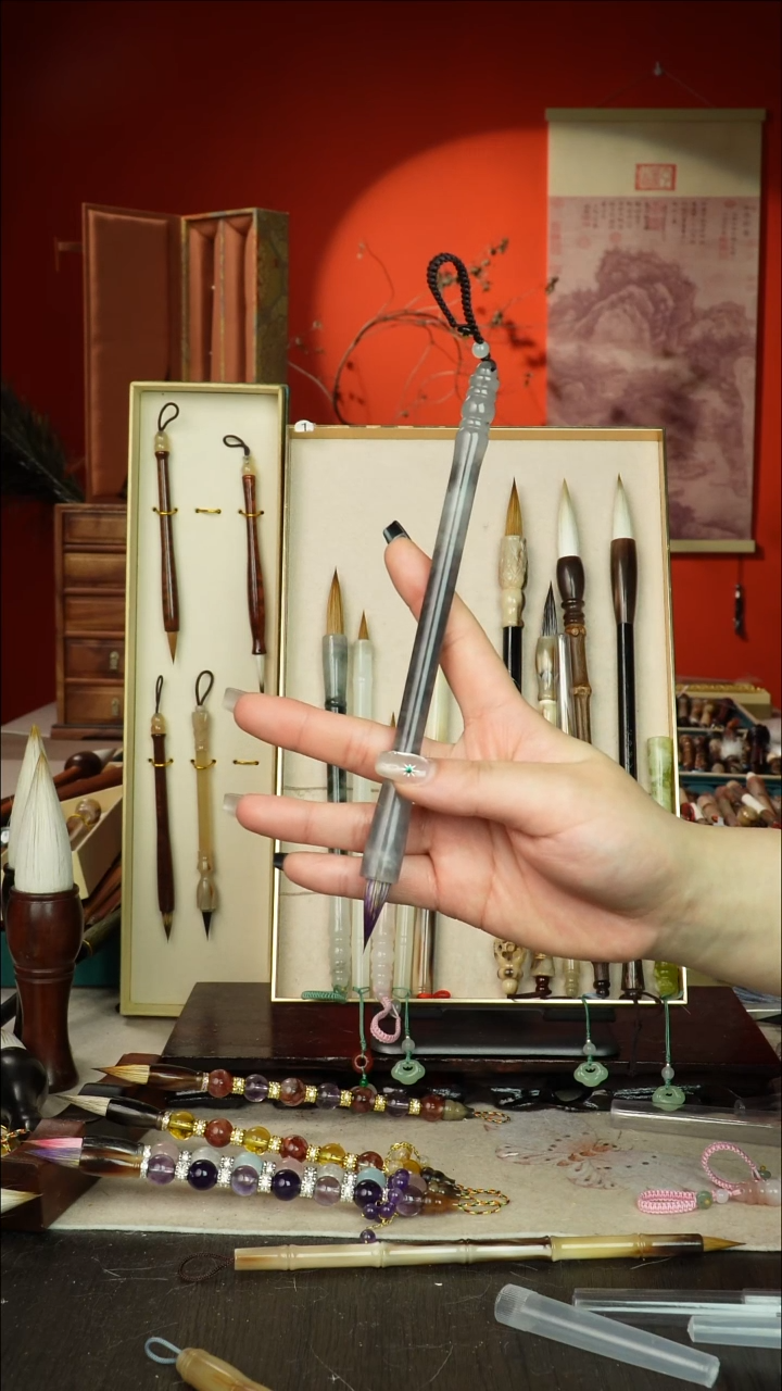 324号闪孤品高货毛笔链接 清水试笔 蘸墨不退