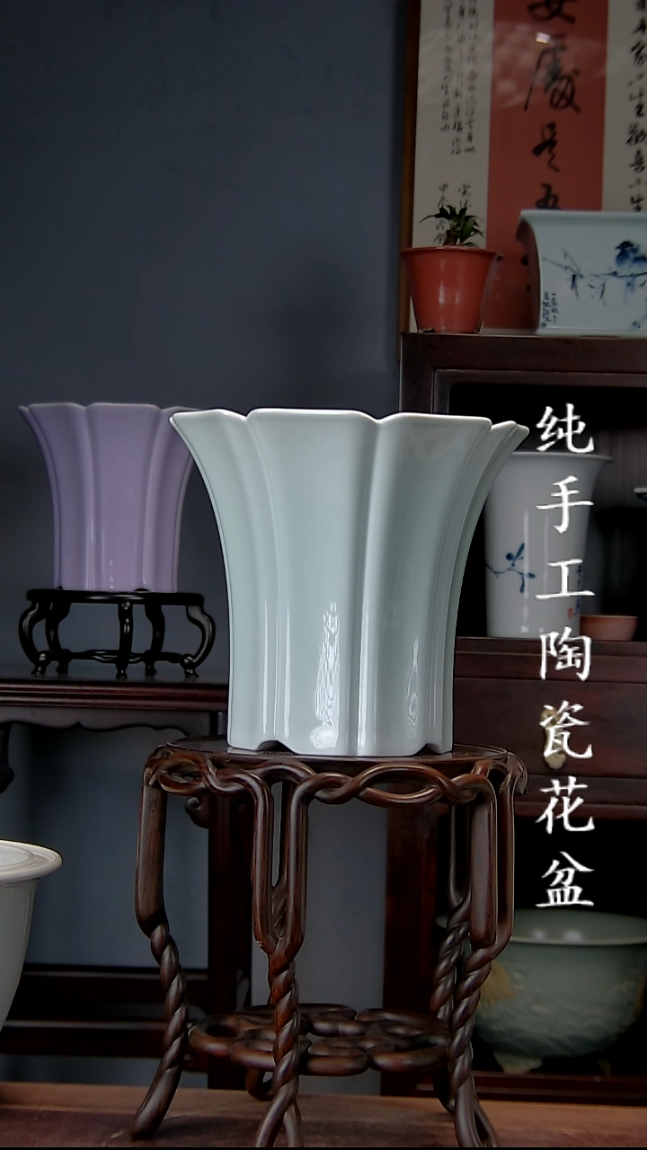 景德镇手工陶瓷花盆.微瑕