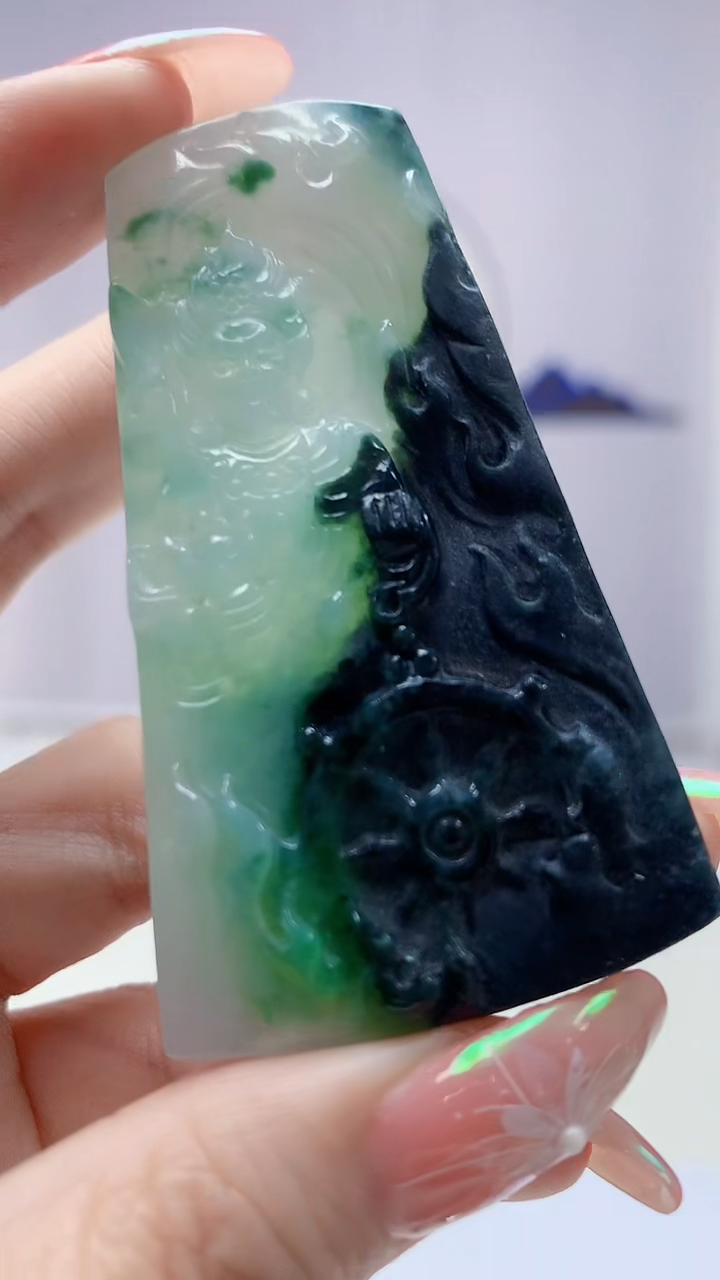 【闪购商品】定制翡翠未镶嵌4917DD-毛货挂件93