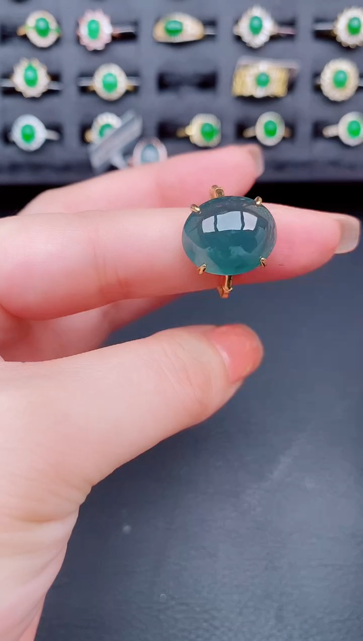 翡翠戒指银S925镶嵌天然a货翡翠54