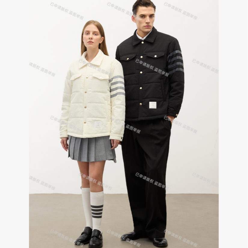 【WG】秋冬男女同款百搭四道杠衬衫式保暖羊毛外套T999