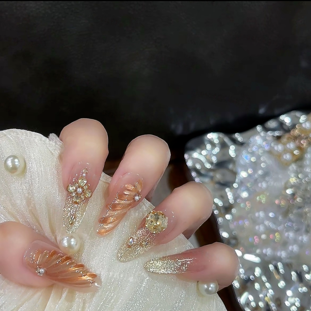 【天使之翼】 穿戴美甲纯手工猫眼美甲辣椒