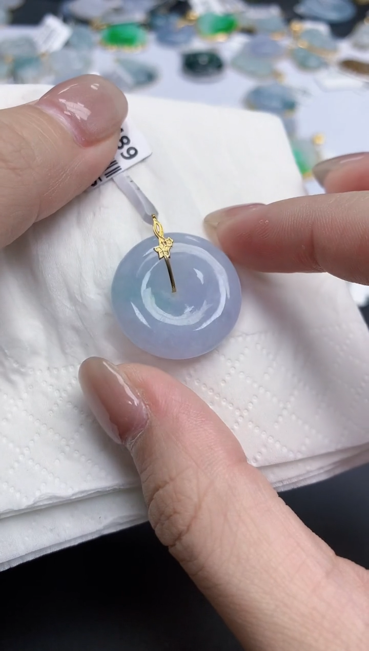 【闪购商品】翡翠颈饰18K金镶嵌天然缅甸翡翠A货